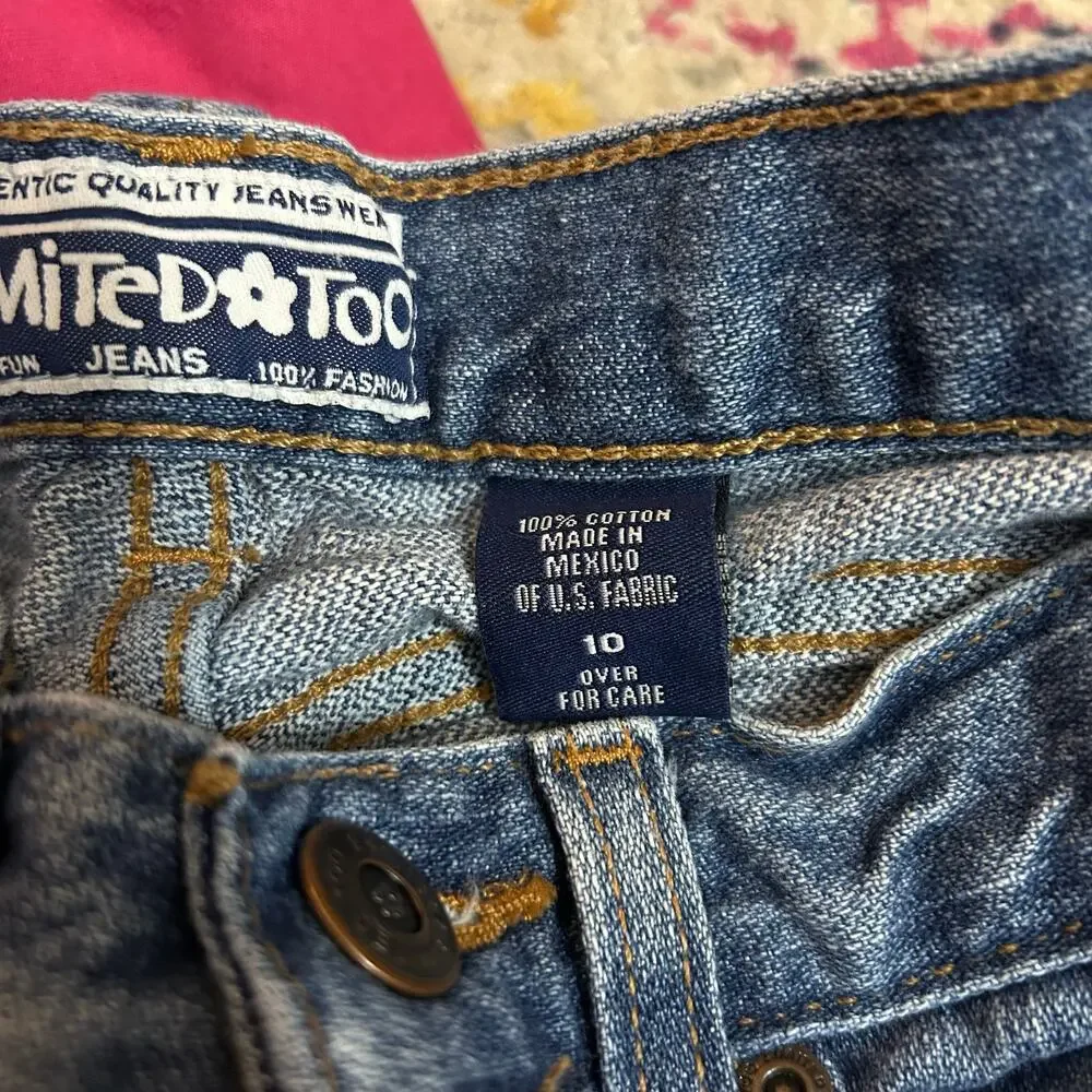 Y2K Limited Too Flare Jeans Girls Size 10 Faded Mid Rise Medium Wash Denim